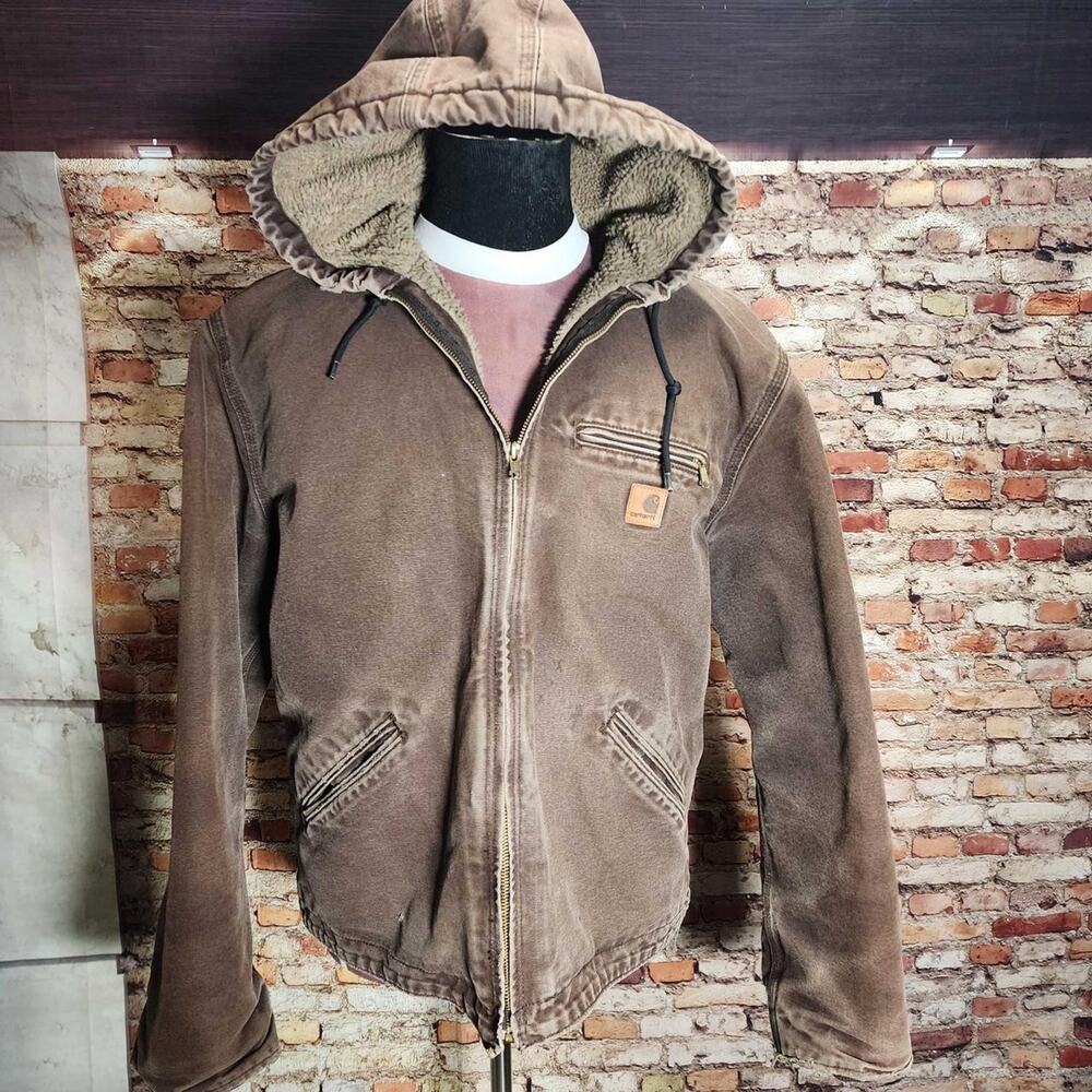 Men's Vintage J141 Carhartt Duck Canvas DKB Brown Detroit Style Jacket